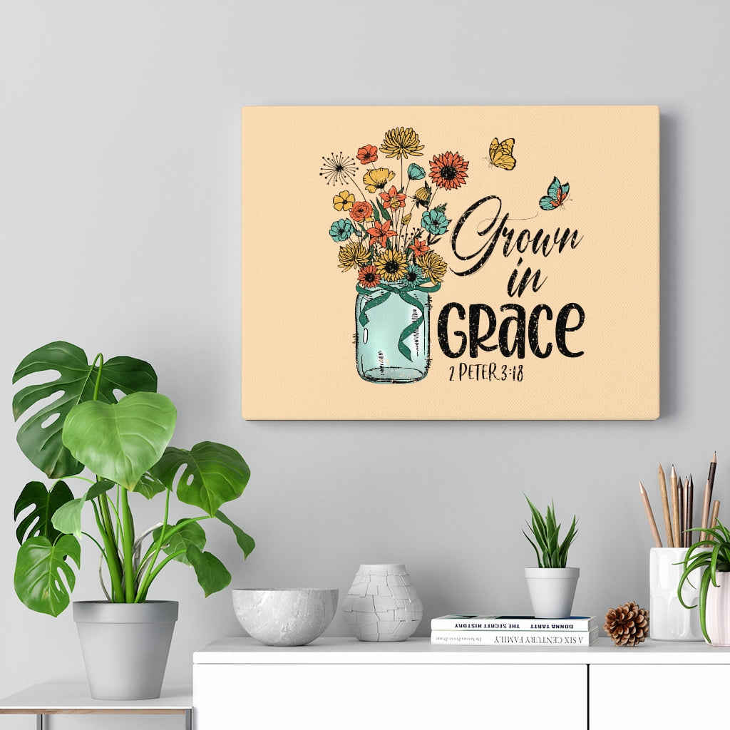 Scripture Walls Grown In Grace 2 Peter 3:18 Bible Verse Canvas Christian Wall Art Ready to Hang Unframed-Express Your Love Gifts