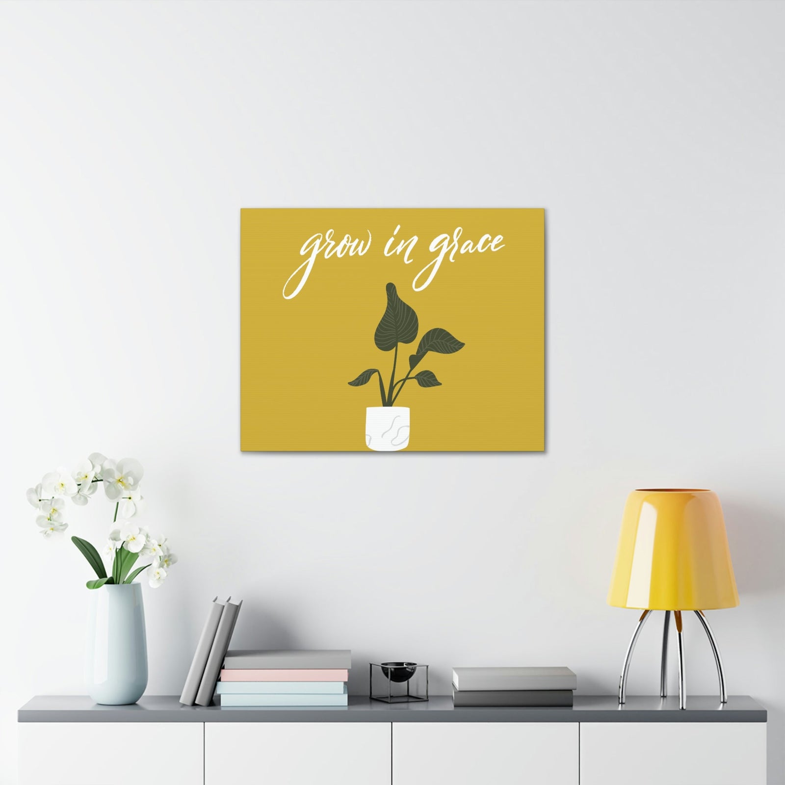 Scripture Walls Grown In Grace 2 Peter 3:18 Yellow Christian Wall Art Bible Verse Print Ready to Hang Unframed-Express Your Love Gifts