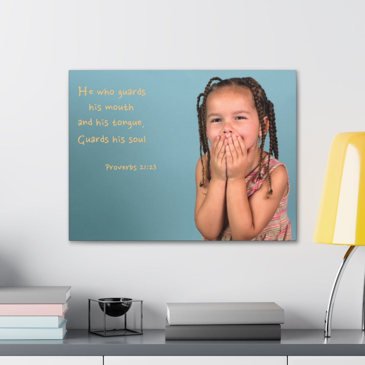 Scripture Walls Guards His Soul Proverbs 21:23 Bible Verse Canvas Christian Wall Art Bible Verse Print Ready To Hang Unframed-Express Your Love Gifts