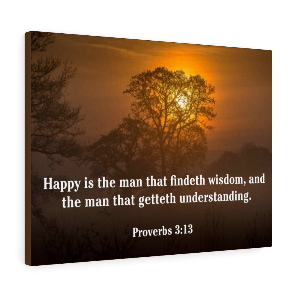 Scripture Walls Happy is The Man Proverbs 3:13 Bible Verse Canvas Christian Wall Art Ready to Hang Unframed-Express Your Love Gifts