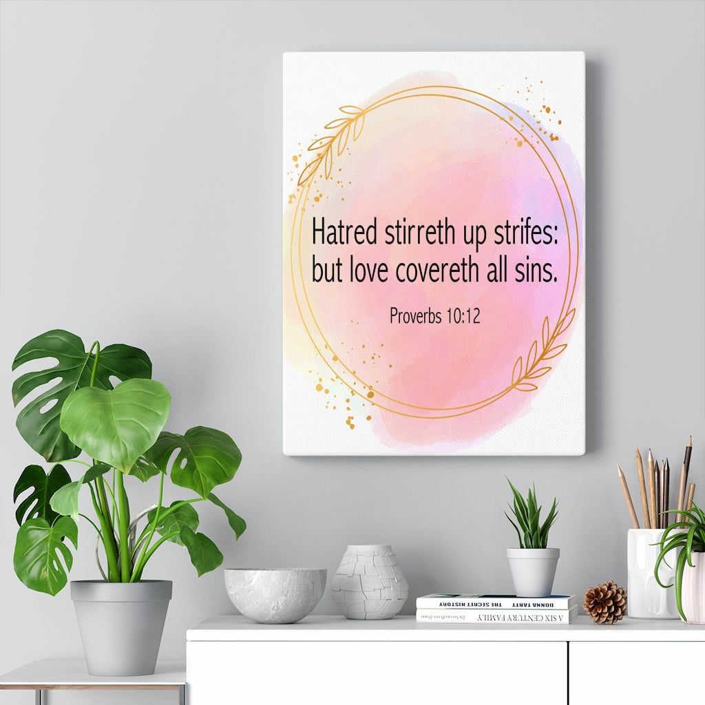 Scripture Walls Hatred Stirreth Proverbs 10:12 Bible Verse Canvas Christian Wall Art Ready to Hang Unframed-Express Your Love Gifts
