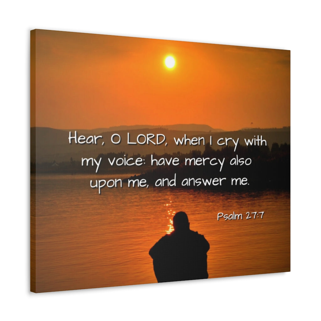 Scripture Walls Have Mercy Psalm 27:7 Bible Verse Canvas Christian Wall Art Ready to Hang Unframed-Express Your Love Gifts