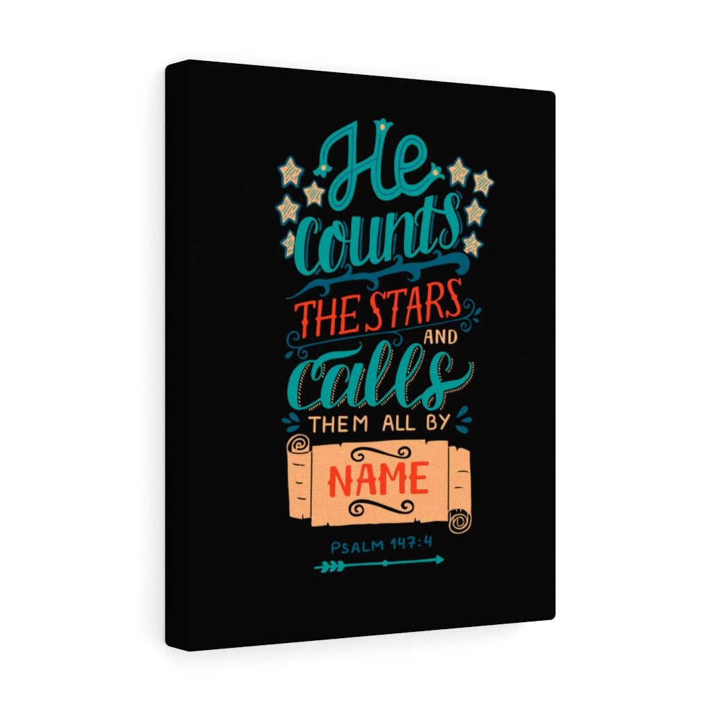 Scripture Walls He Counts The Stars Psalm 147:4 Bible Verse Canvas Christian Wall Art Ready to Hang Unframed-Express Your Love Gifts