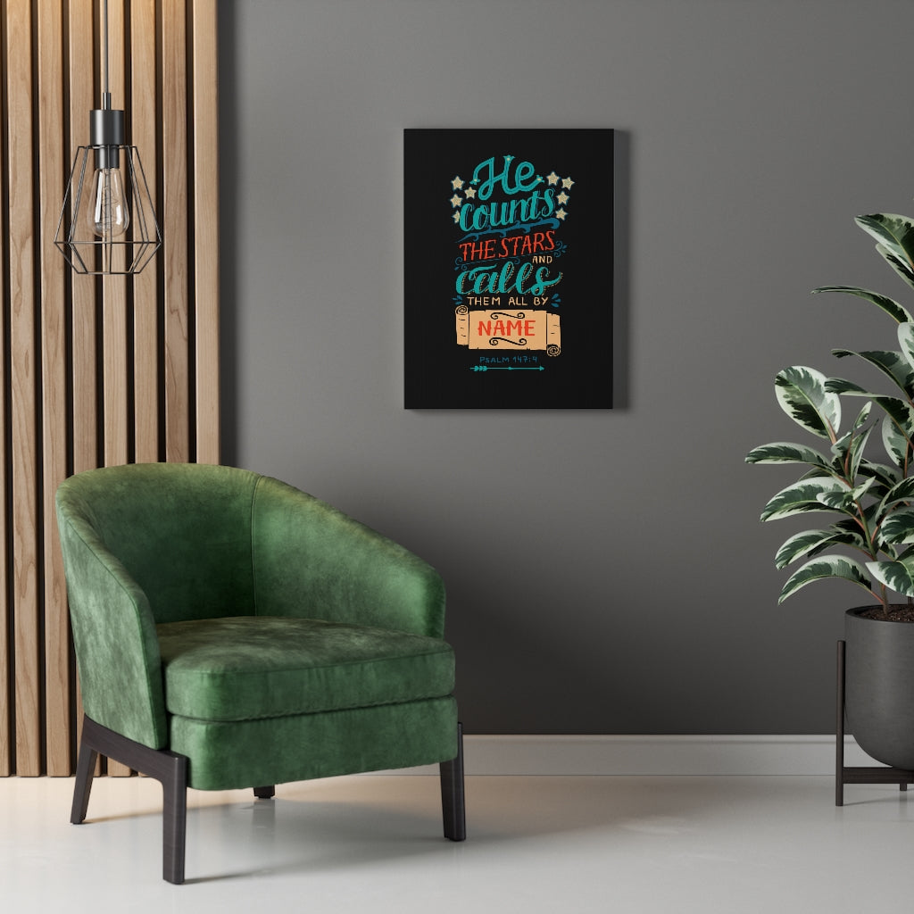 Scripture Walls He Counts The Stars Psalm 147:4 Bible Verse Canvas Christian Wall Art Ready to Hang Unframed-Express Your Love Gifts