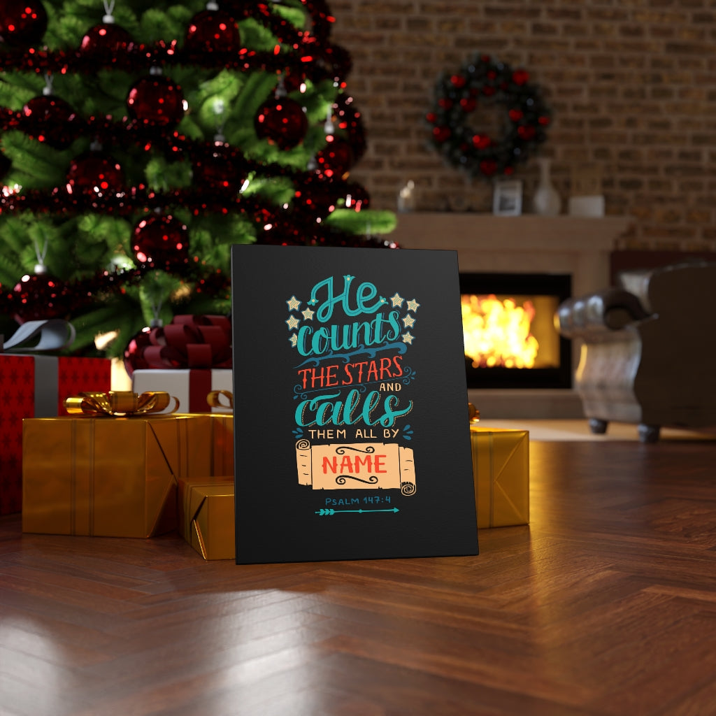 Scripture Walls He Counts The Stars Psalm 147:4 Bible Verse Canvas Christian Wall Art Ready to Hang Unframed-Express Your Love Gifts