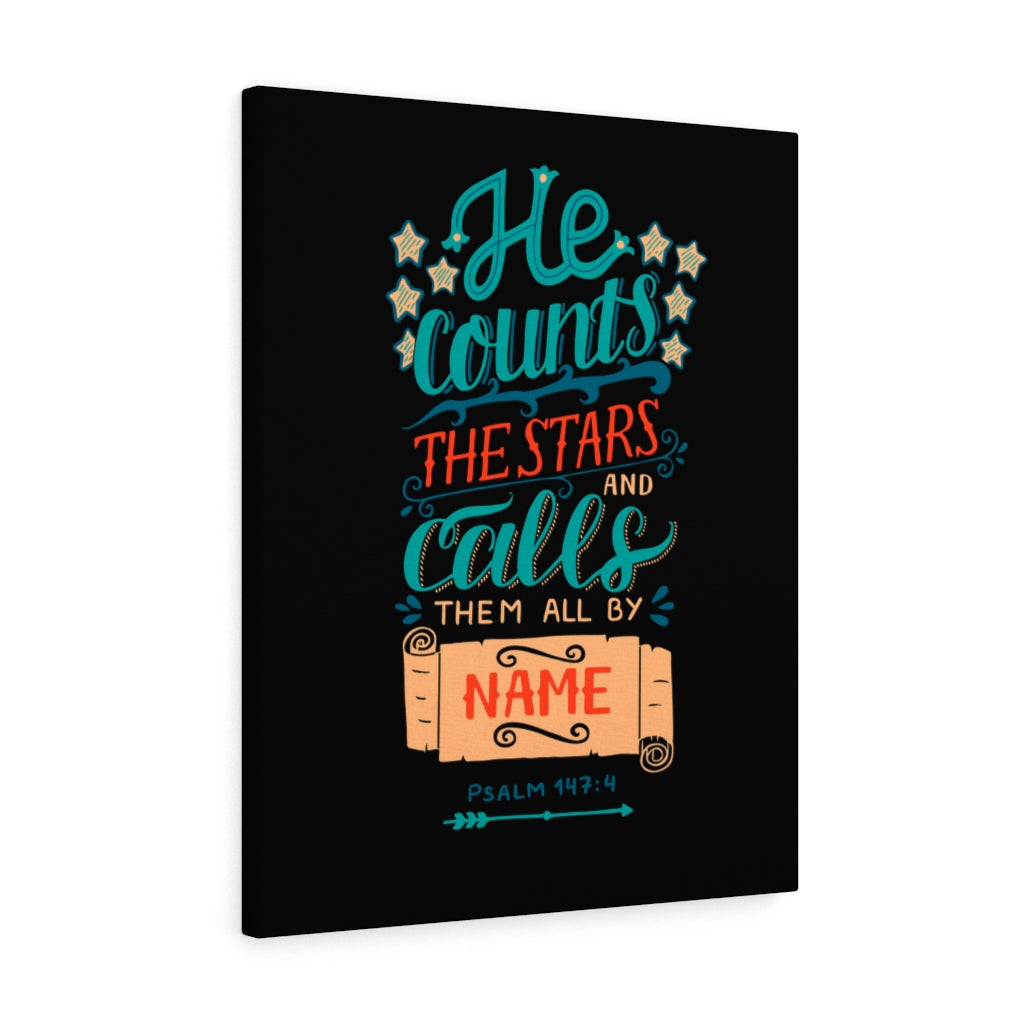 Scripture Walls He Counts The Stars Psalm 147:4 Bible Verse Canvas Christian Wall Art Ready to Hang Unframed-Express Your Love Gifts