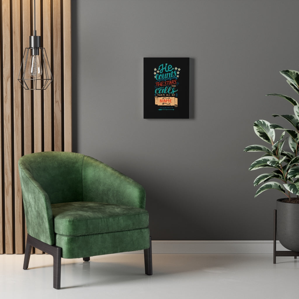 Scripture Walls He Counts The Stars Psalm 147:4 Bible Verse Canvas Christian Wall Art Ready to Hang Unframed-Express Your Love Gifts