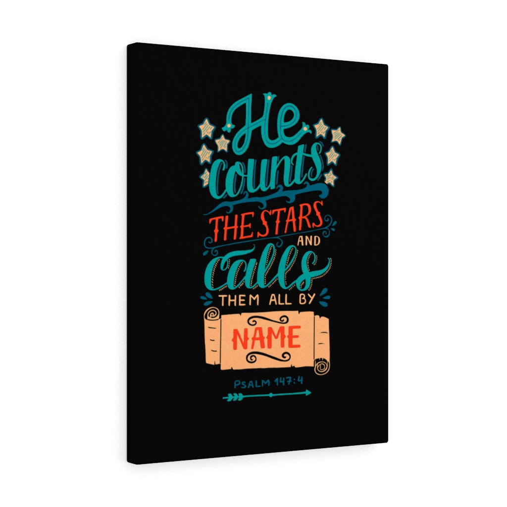 Scripture Walls He Counts The Stars Psalm 147:4 Bible Verse Canvas Christian Wall Art Ready to Hang Unframed-Express Your Love Gifts
