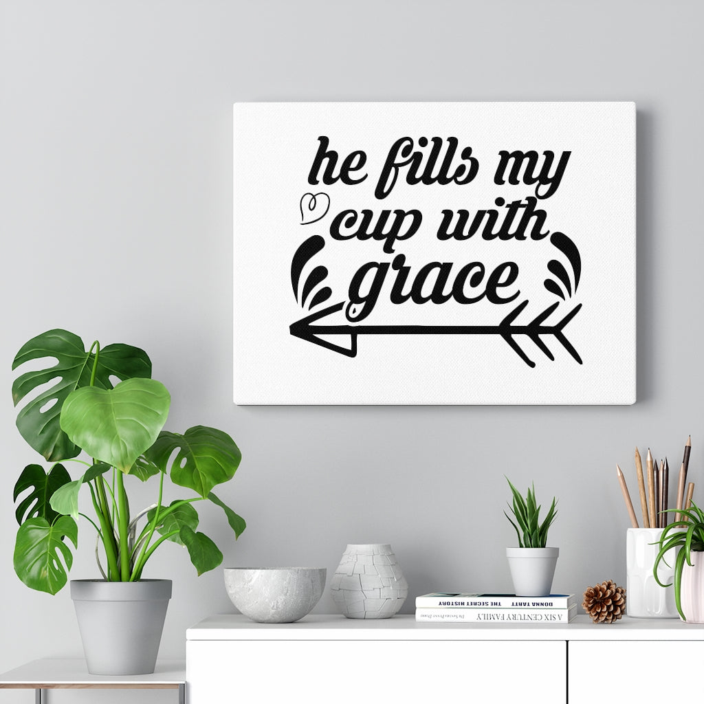 Scripture Walls He Fills My Cup With Grace Arrow Bible Verse Canvas Christian Wall Art Ready to Hang Unframed-Express Your Love Gifts