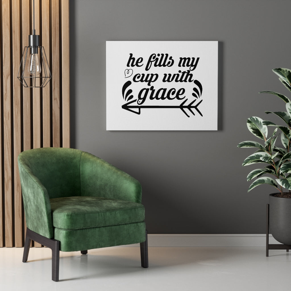 Scripture Walls He Fills My Cup With Grace Arrow Bible Verse Canvas Christian Wall Art Ready to Hang Unframed-Express Your Love Gifts
