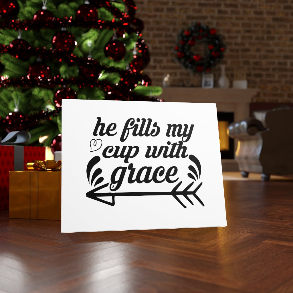Scripture Walls He Fills My Cup With Grace Arrow Bible Verse Canvas Christian Wall Art Ready to Hang Unframed-Express Your Love Gifts