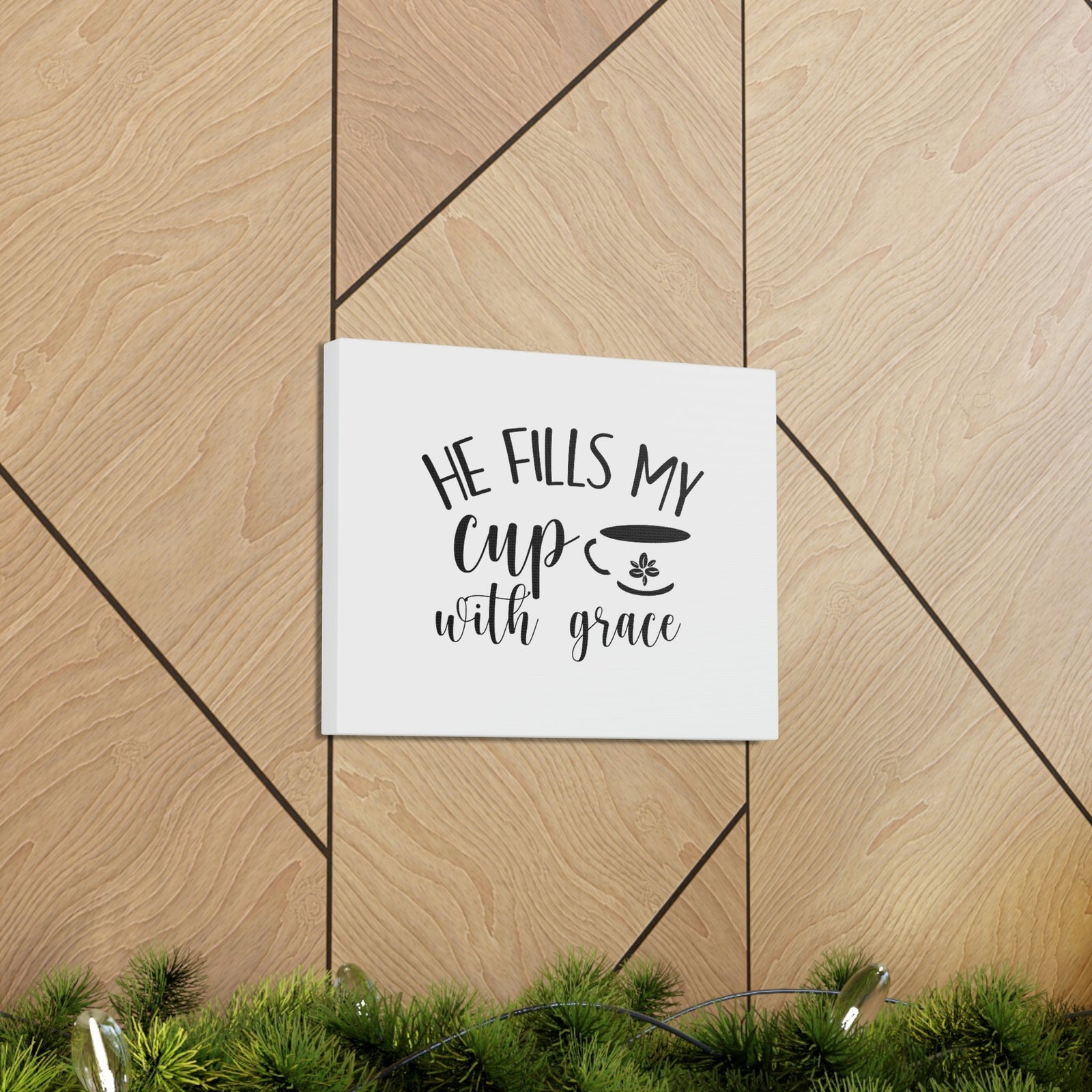 Scripture Walls He Fills My Cup With Grace Psalm 23:5 Christian Wall Art Bible Verse Print Ready to Hang Unframed-Express Your Love Gifts