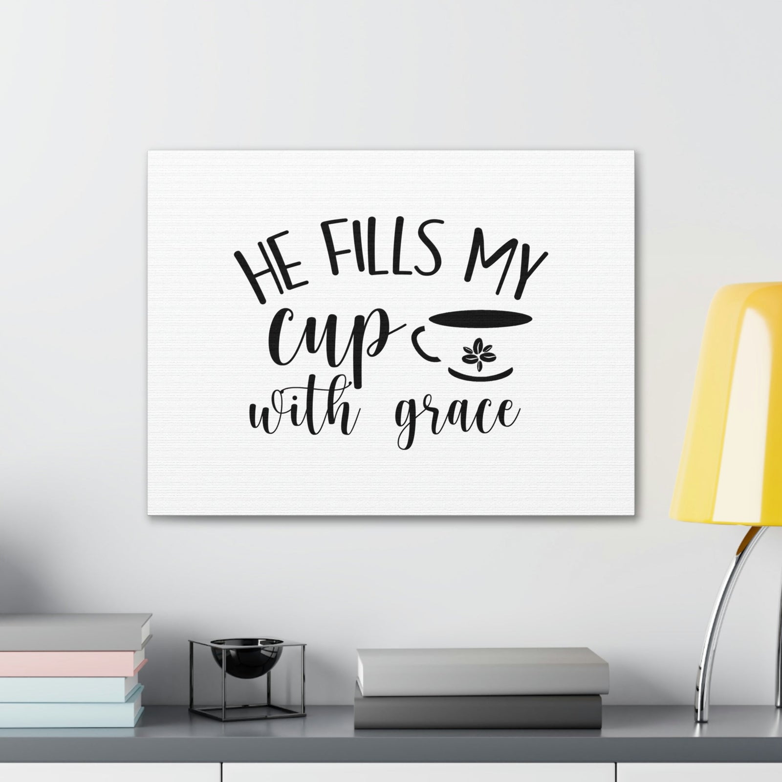 Scripture Walls He Fills My Cup With Grace Psalm 23:5 Christian Wall Art Bible Verse Print Ready to Hang Unframed-Express Your Love Gifts