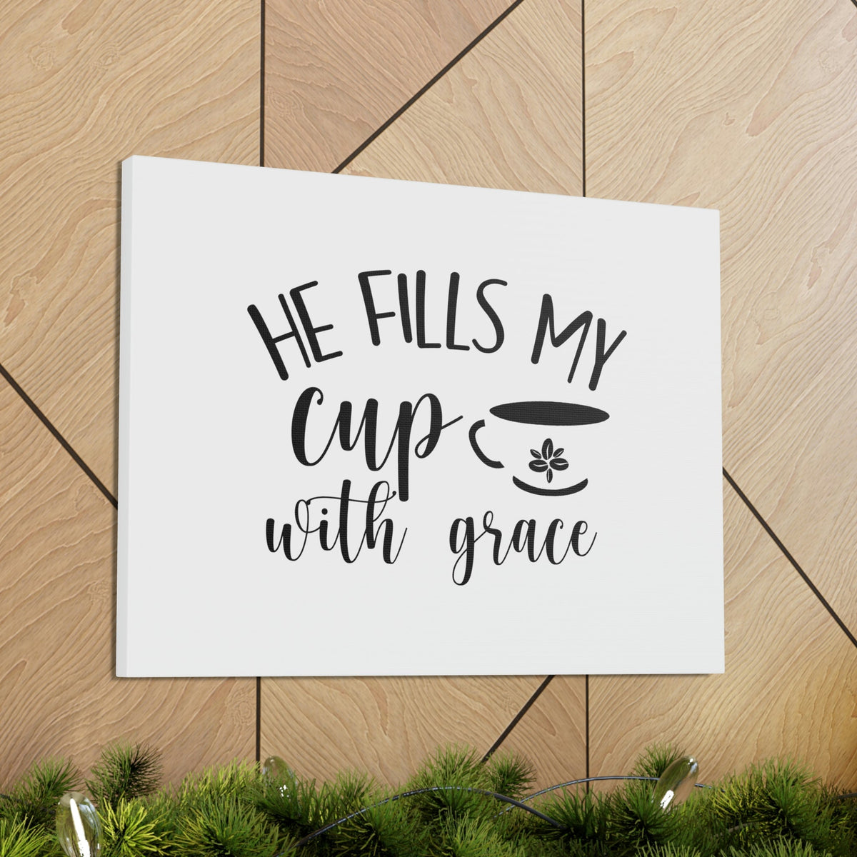 Scripture Walls He Fills My Cup With Grace Psalm 23:5 Christian Wall Art Bible Verse Print Ready to Hang Unframed-Express Your Love Gifts