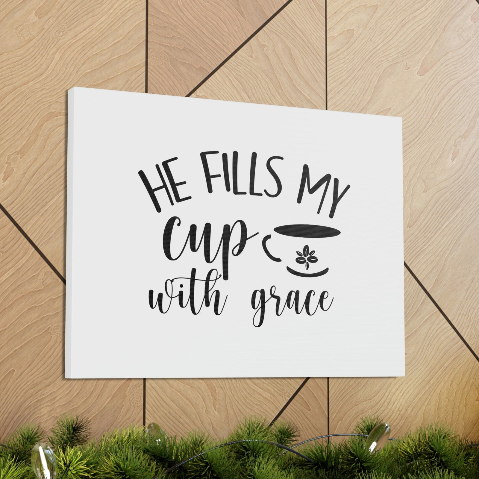 Scripture Walls He Fills My Cup With Grace Psalm 23:5 Christian Wall Art Bible Verse Print Ready to Hang Unframed-Express Your Love Gifts