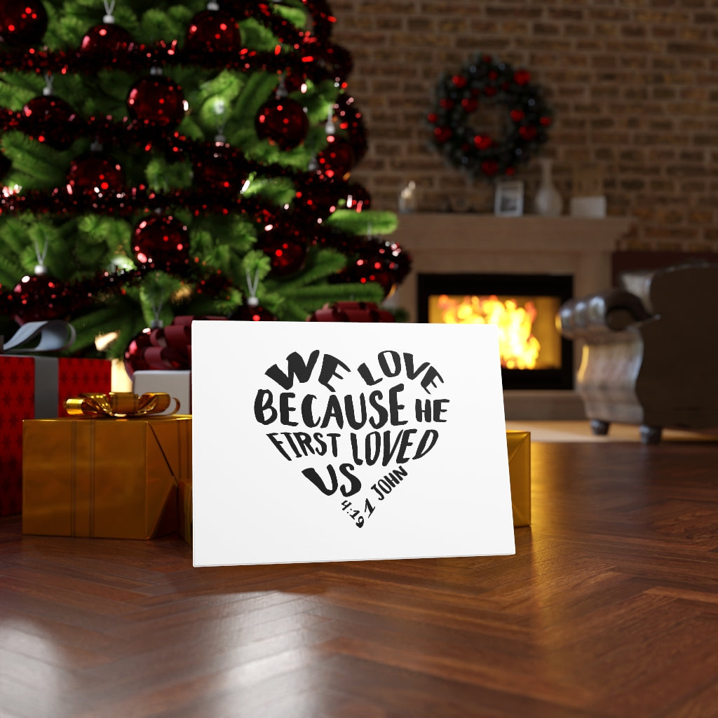 Scripture Walls He First Loved Us Heart 1 John 4:19 Bible Verse Canvas Christian Wall Art Ready to Hang Unframed-Express Your Love Gifts