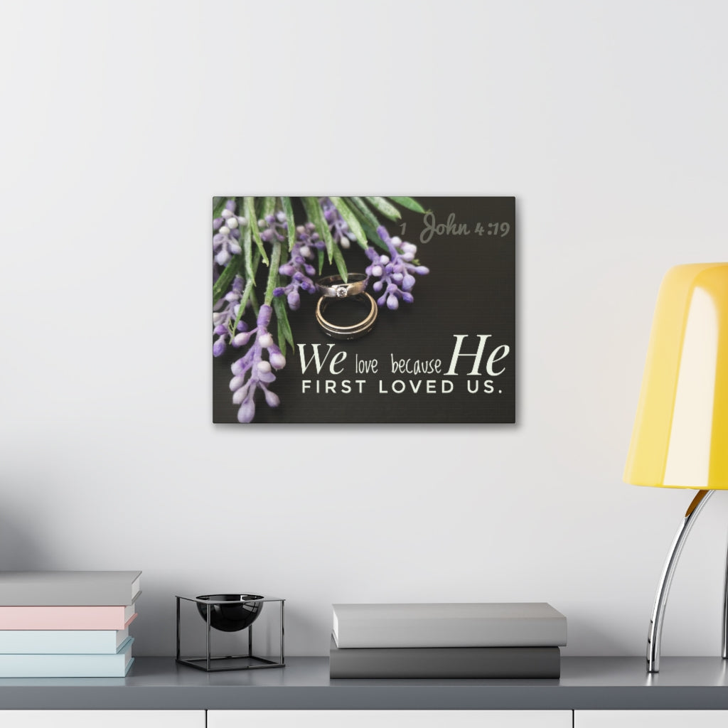 Scripture Walls He First Loved Us John 4:19 Bible Verse Canvas Christian Wall Art Ready to Hanga Unframed-Express Your Love Gifts