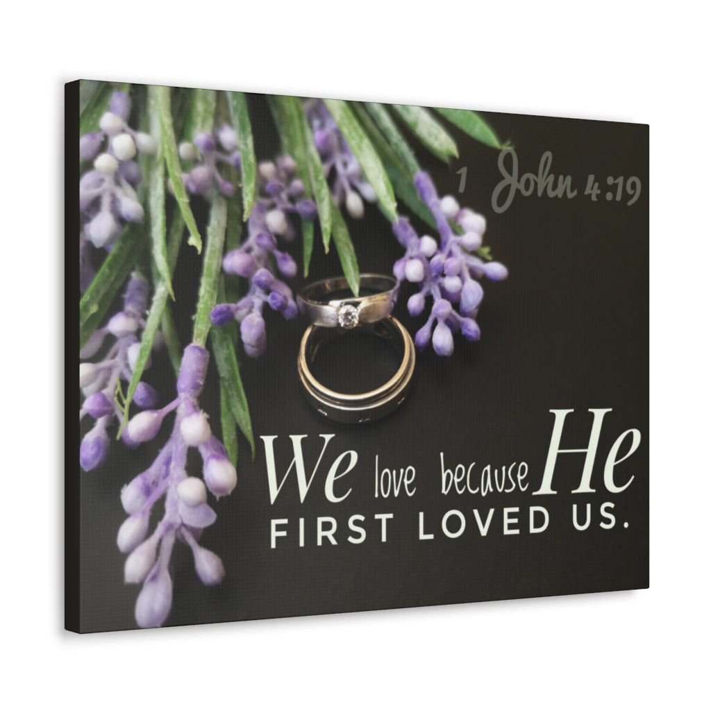 Scripture Walls He First Loved Us John 4:19 Bible Verse Canvas Christian Wall Art Ready to Hanga Unframed-Express Your Love Gifts