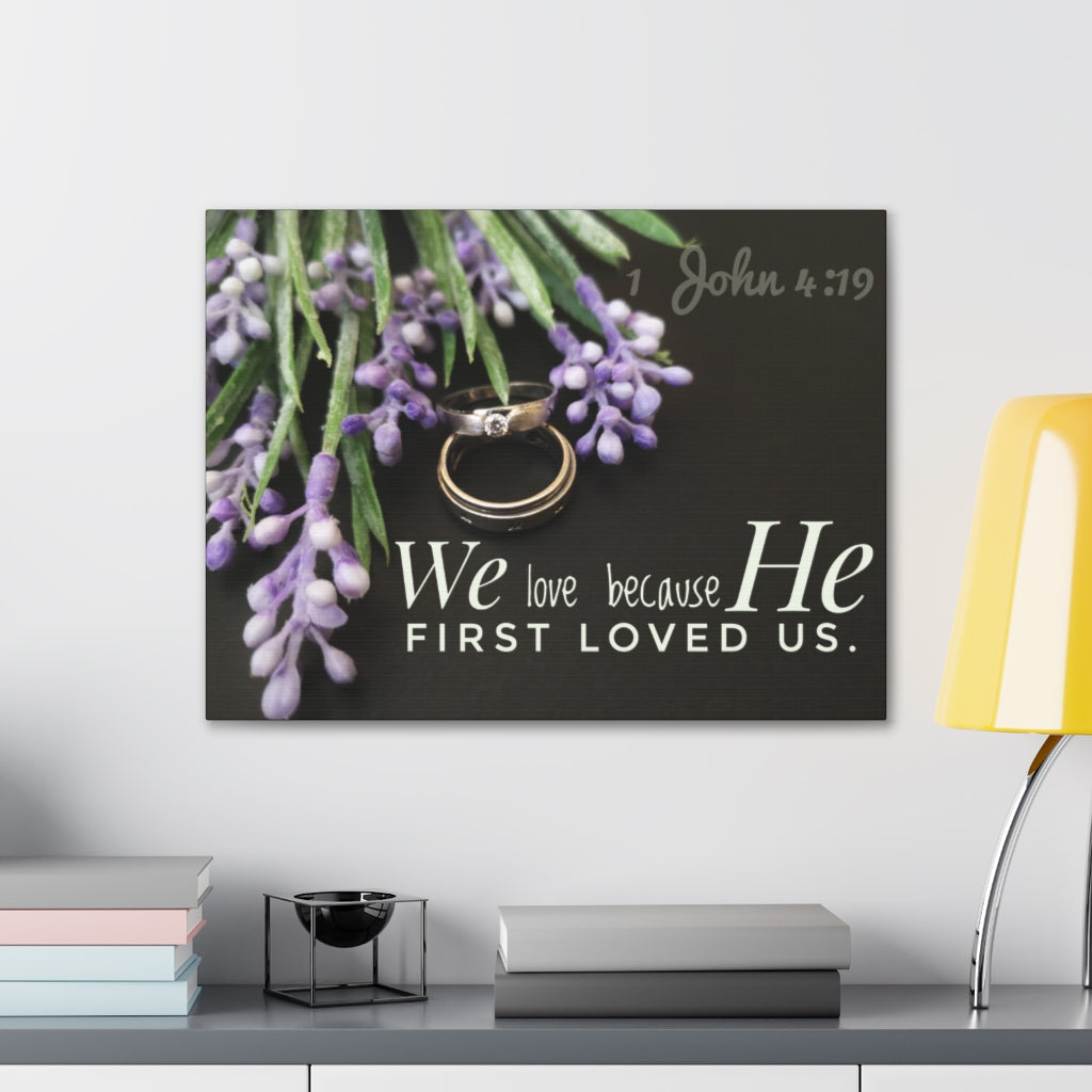 Scripture Walls He First Loved Us John 4:19 Bible Verse Canvas Christian Wall Art Ready to Hanga Unframed-Express Your Love Gifts