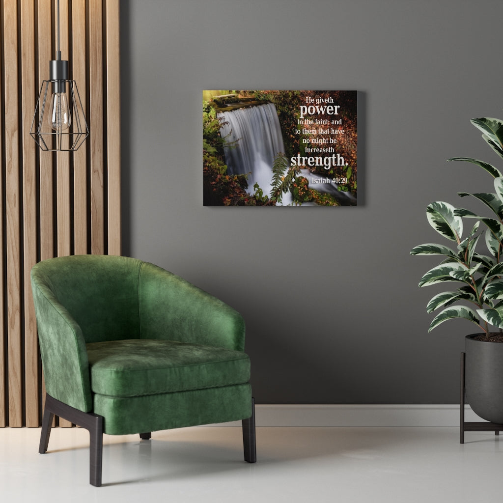 Scripture Walls He Giveth Power and Strength Isaiah 40:29 Bible Verse Canvas Christian Wall Art Ready to Hang Unframed-Express Your Love Gifts