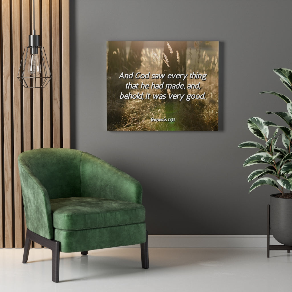 Scripture Walls He Had Made Genesis 1:31 Bible Verse Canvas Christian Wall Art Ready to Hang Unframed-Express Your Love Gifts