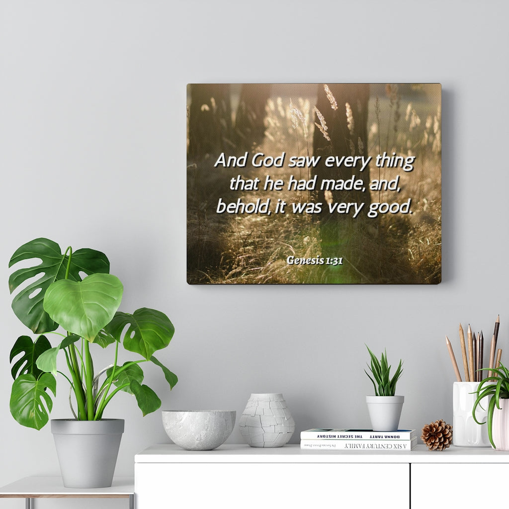 Scripture Walls He Had Made Genesis 1:31 Bible Verse Canvas Christian Wall Art Ready to Hang Unframed-Express Your Love Gifts