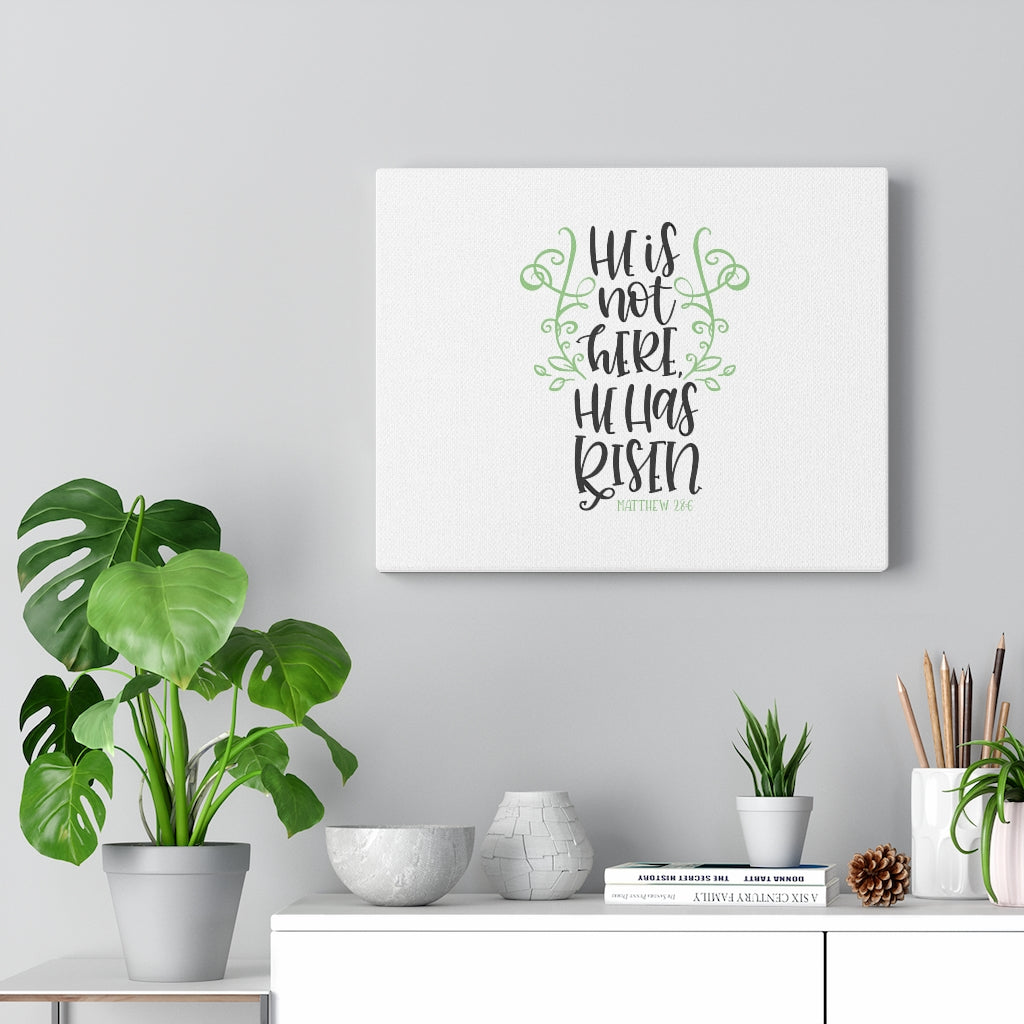 Scripture Walls He Has Risen Leaves Matthew 28:6 Bible Verse Canvas Christian Wall Art Ready to Hang Unframed-Express Your Love Gifts