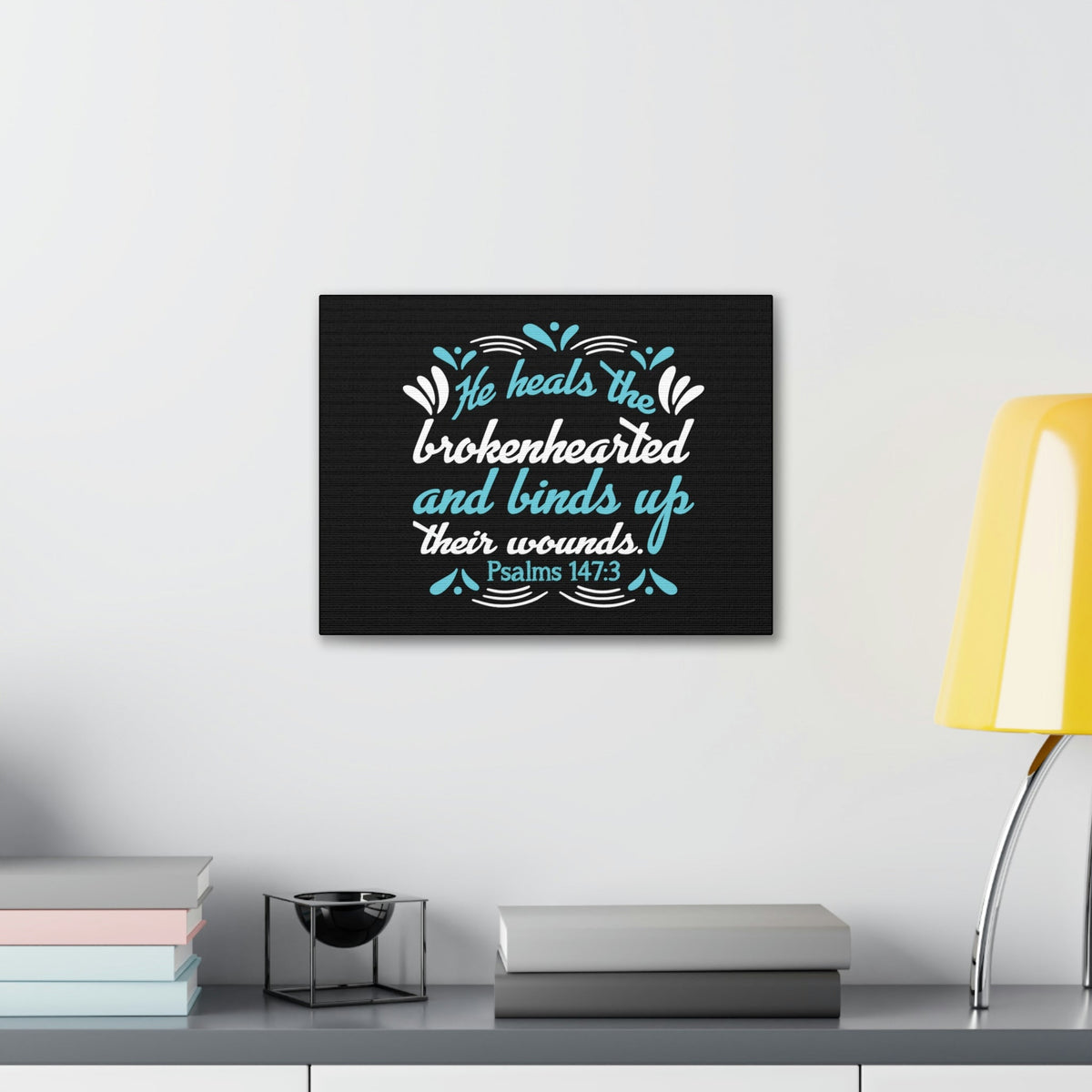 Scripture Walls He Heals Psalms 147:3 Christian Wall Art Bible Verse Print Ready to Hang Unframed-Express Your Love Gifts