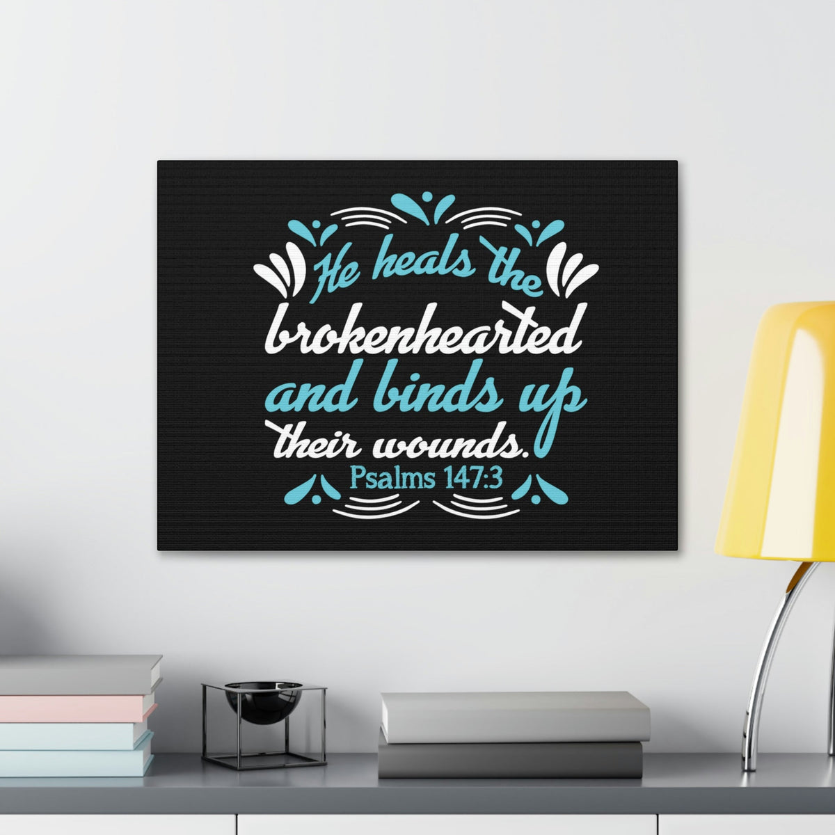 Scripture Walls He Heals Psalms 147:3 Christian Wall Art Bible Verse Print Ready to Hang Unframed-Express Your Love Gifts