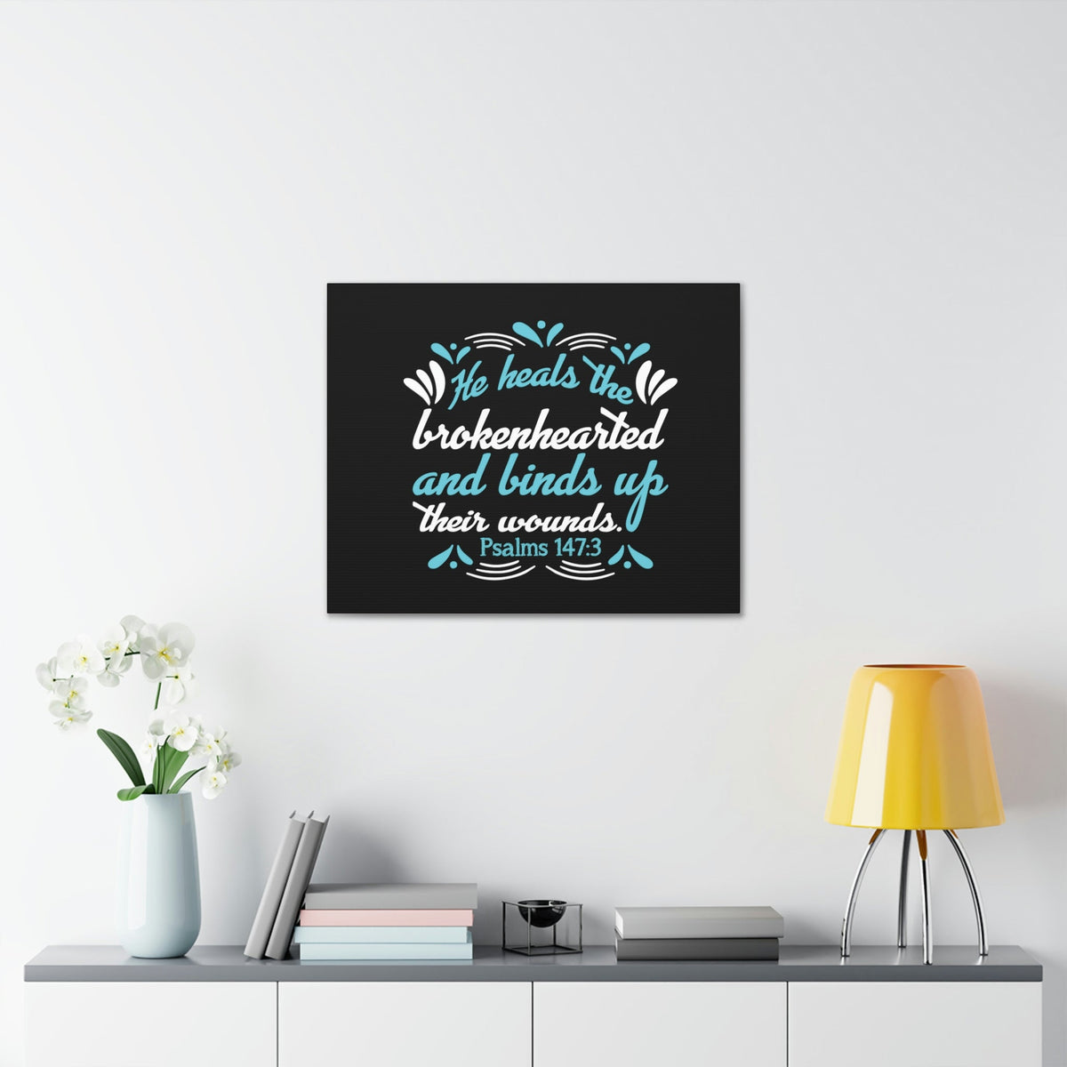 Scripture Walls He Heals Psalms 147:3 Christian Wall Art Bible Verse Print Ready to Hang Unframed-Express Your Love Gifts