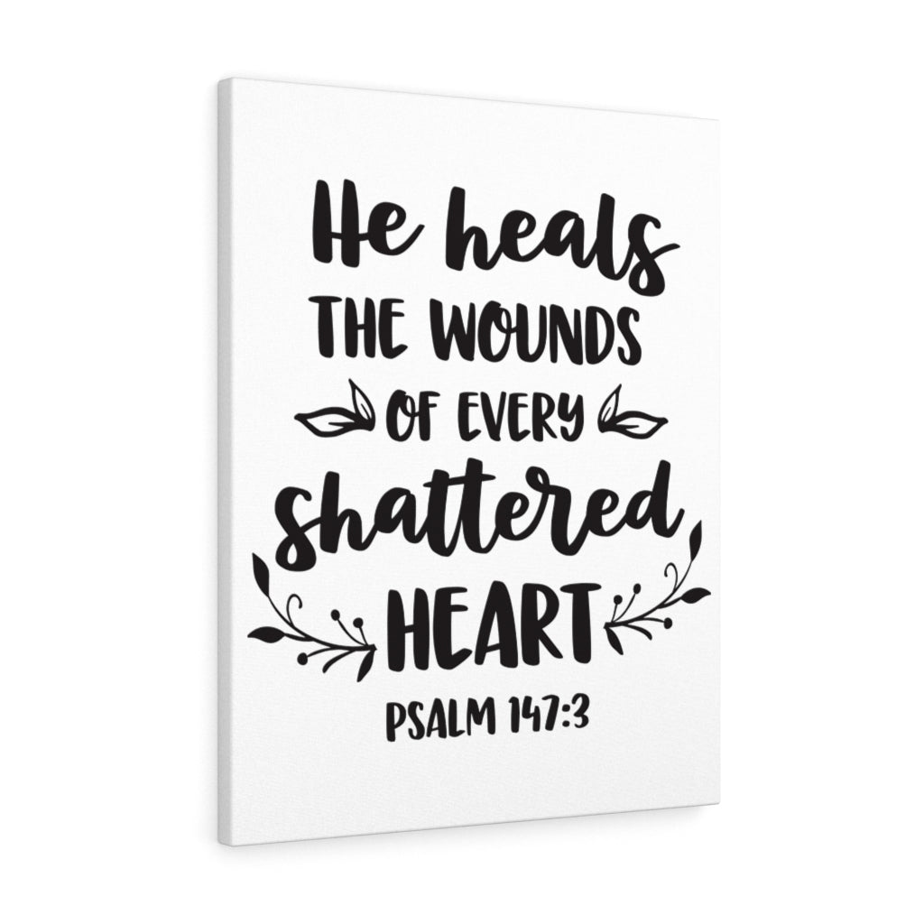 Scripture Walls He Heals The Wounds Psalm 147:3 Bible Verse Canvas Christian Wall Art Ready to Hang Unframed-Express Your Love Gifts