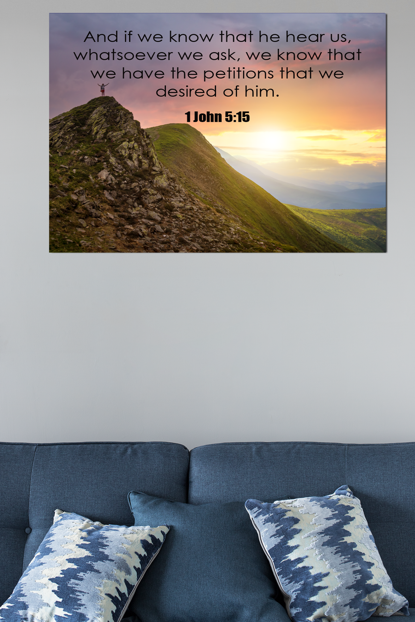 Scripture Walls He Hear Us 1 John 5:15 Bible Verse Canvas Christian Wall Art Ready to Hang Unframed-Express Your Love Gifts