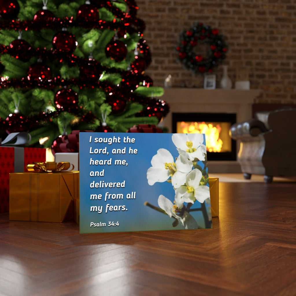 Scripture Walls He Heard Me Psalm 34:4 Bible Verse Canvas Christian Wall Art Ready to Hang Unframed-Express Your Love Gifts
