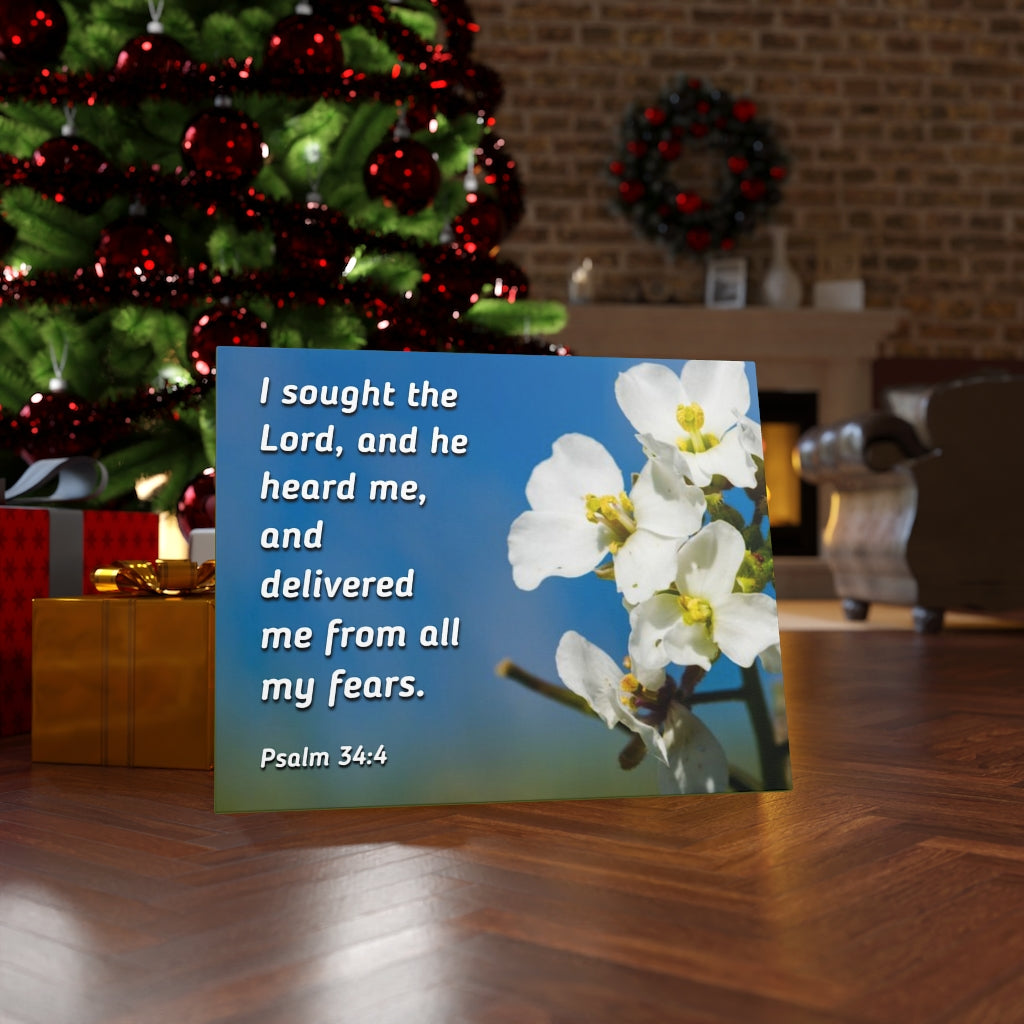 Scripture Walls He Heard Me Psalm 34:4 Bible Verse Canvas Christian Wall Art Ready to Hang Unframed-Express Your Love Gifts