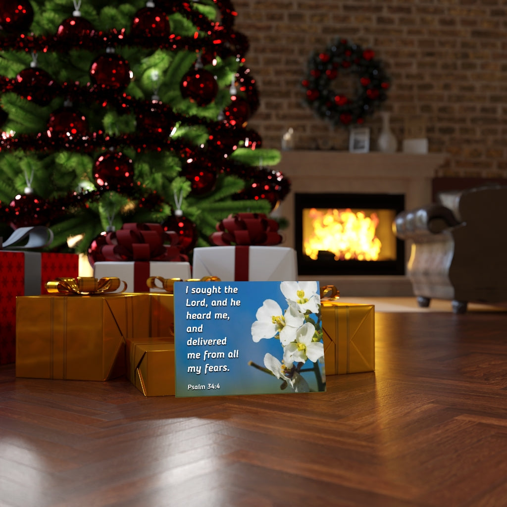 Scripture Walls He Heard Me Psalm 34:4 Bible Verse Canvas Christian Wall Art Ready to Hang Unframed-Express Your Love Gifts