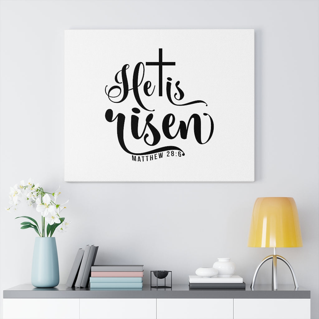 Scripture Walls He Is Risen Cross Matthew 28:6 Bible Verse Canvas Christian Wall Art Ready to Hang Unframed-Express Your Love Gifts