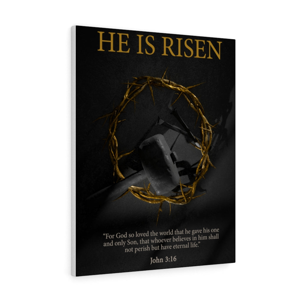 Scripture Walls He Is Risen John 3:16 Bible Verse Canvas Christian Wall Art Ready to Hang Unframed-Express Your Love Gifts