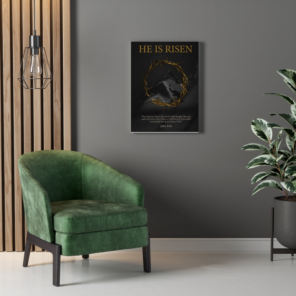 Scripture Walls He Is Risen John 3:16 Bible Verse Canvas Christian Wall Art Ready to Hang Unframed-Express Your Love Gifts