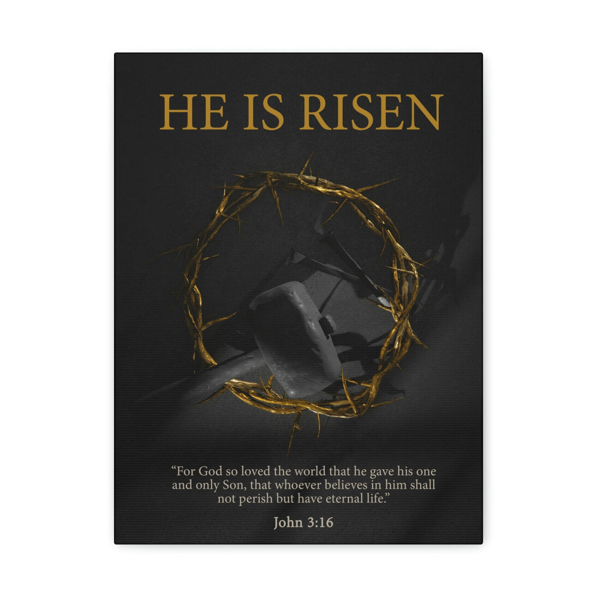 Scripture Walls He Is Risen John 3:16 Bible Verse Canvas Christian Wall Art Ready to Hang Unframed-Express Your Love Gifts