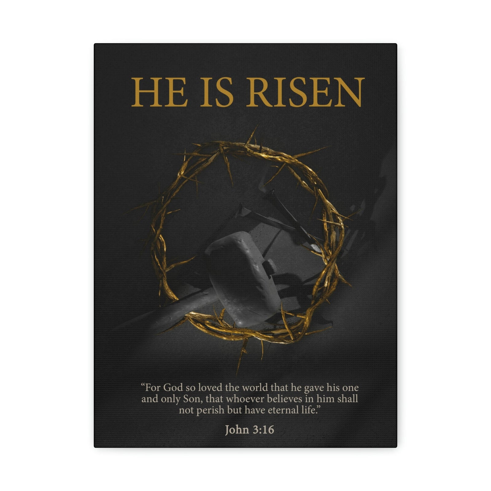 Scripture Walls He Is Risen John 3:16 Bible Verse Canvas Christian Wall Art Ready to Hang Unframed-Express Your Love Gifts