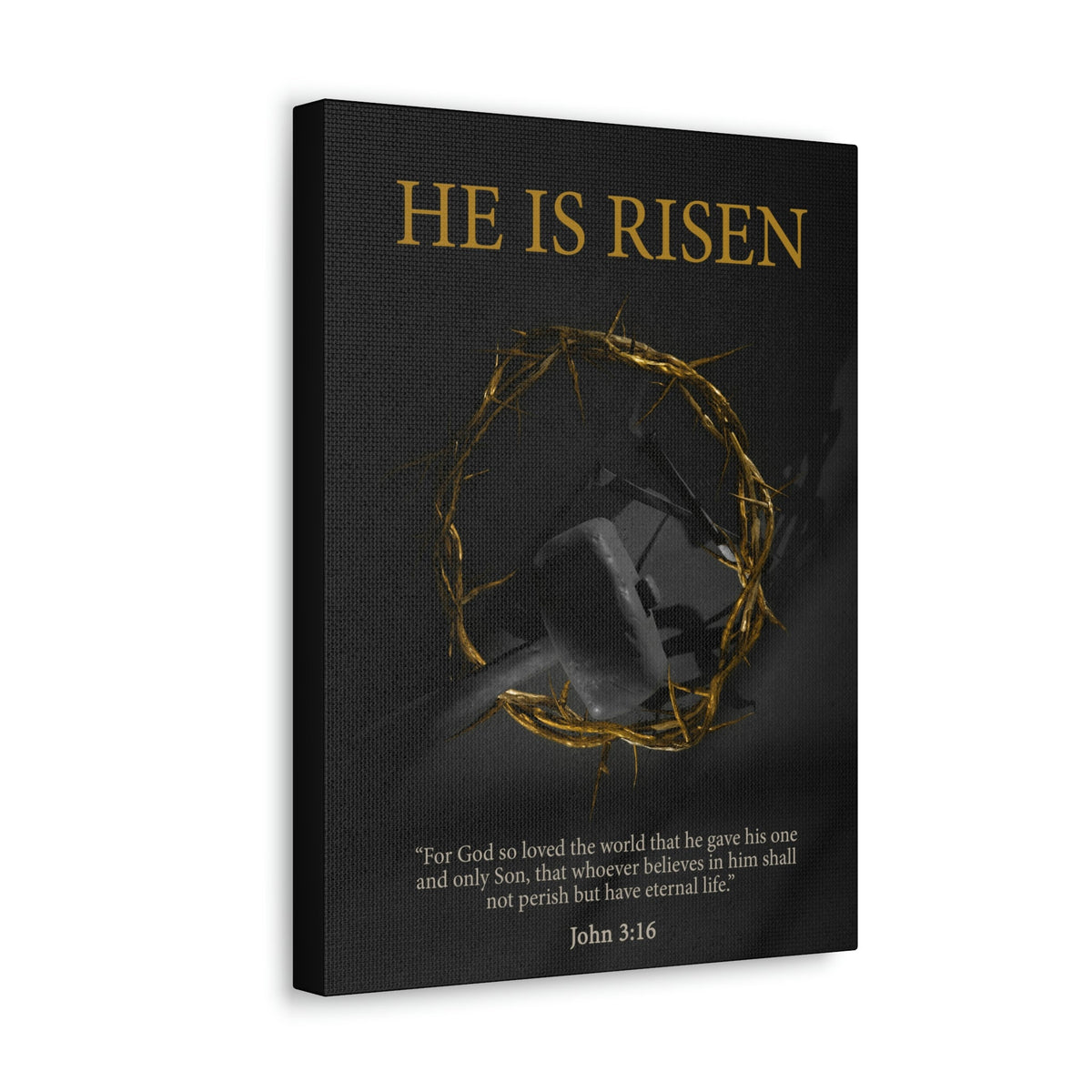 Scripture Walls He Is Risen John 3:16 Bible Verse Canvas Christian Wall Art Ready to Hang Unframed-Express Your Love Gifts