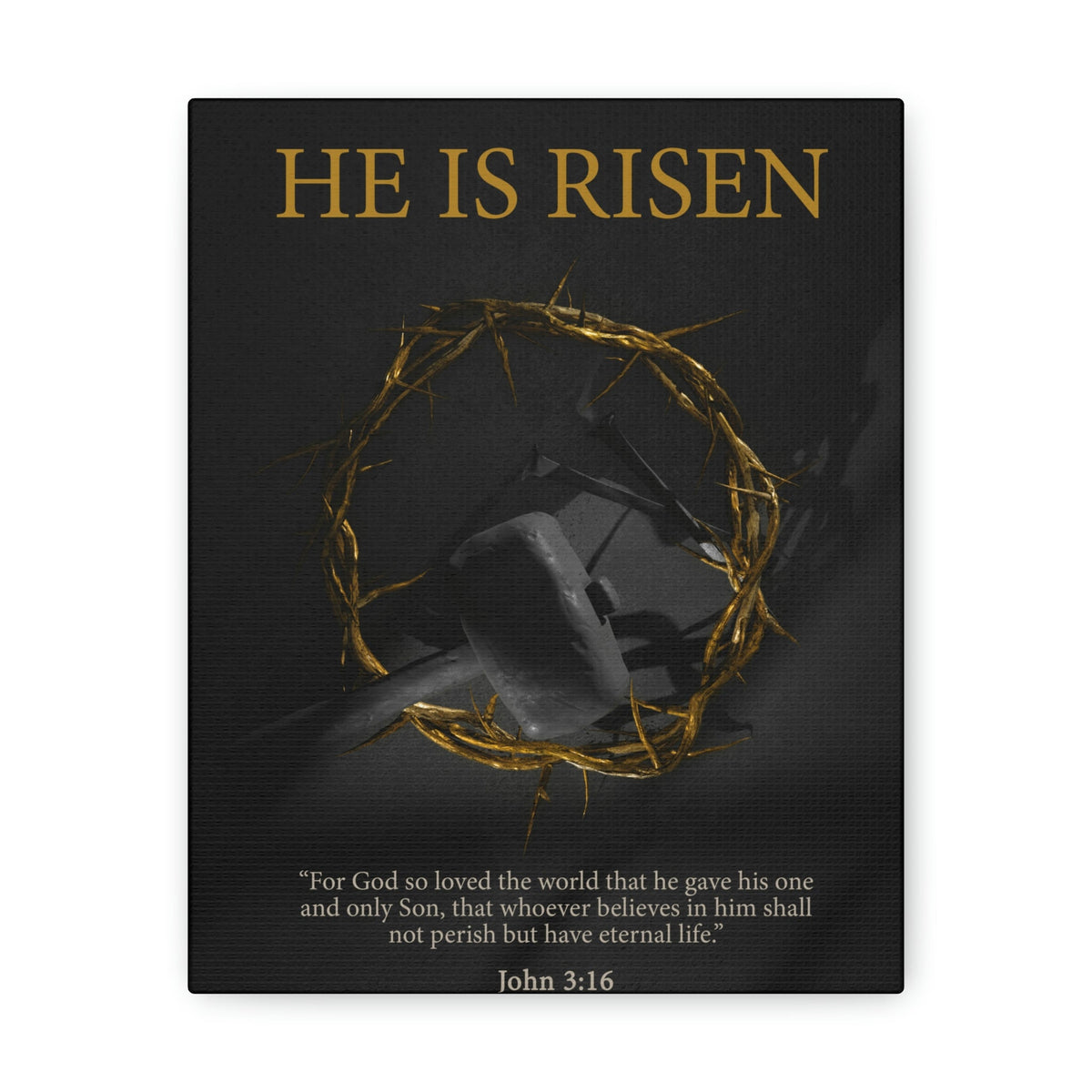 Scripture Walls He Is Risen John 3:16 Bible Verse Canvas Christian Wall Art Ready to Hang Unframed-Express Your Love Gifts