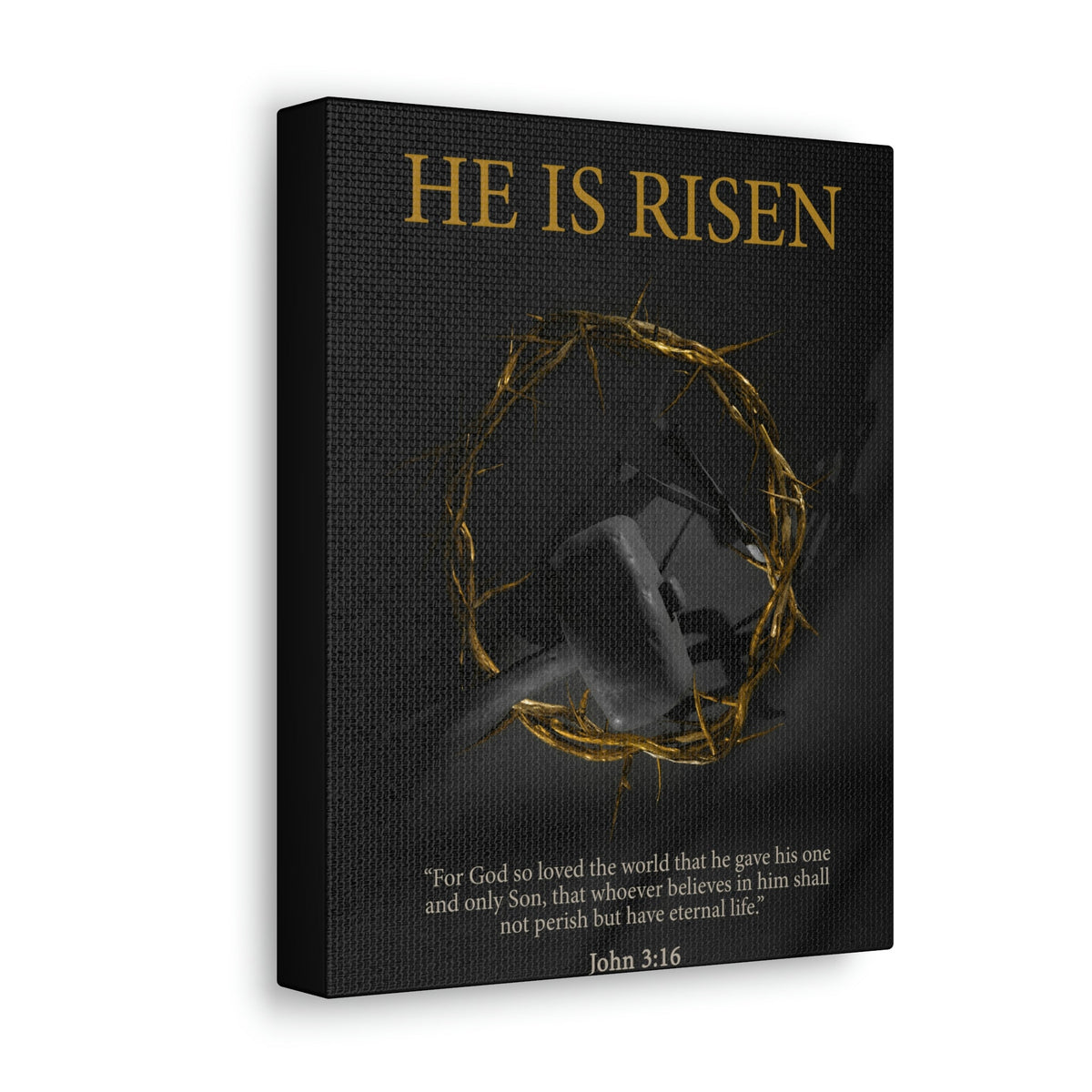 Scripture Walls He Is Risen John 3:16 Bible Verse Canvas Christian Wall Art Ready to Hang Unframed-Express Your Love Gifts