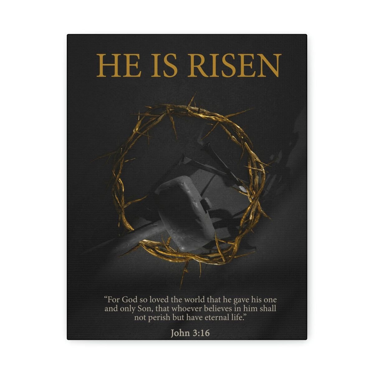 Scripture Walls He Is Risen John 3:16 Bible Verse Canvas Christian Wall Art Ready to Hang Unframed-Express Your Love Gifts