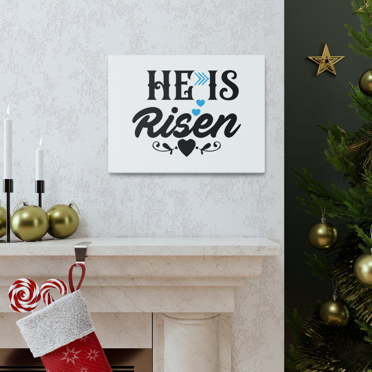 Scripture Walls He Is Risen Matthew 28:6 Heart Christian Wall Art Bible Verse Print Ready to Hang Unframed-Express Your Love Gifts