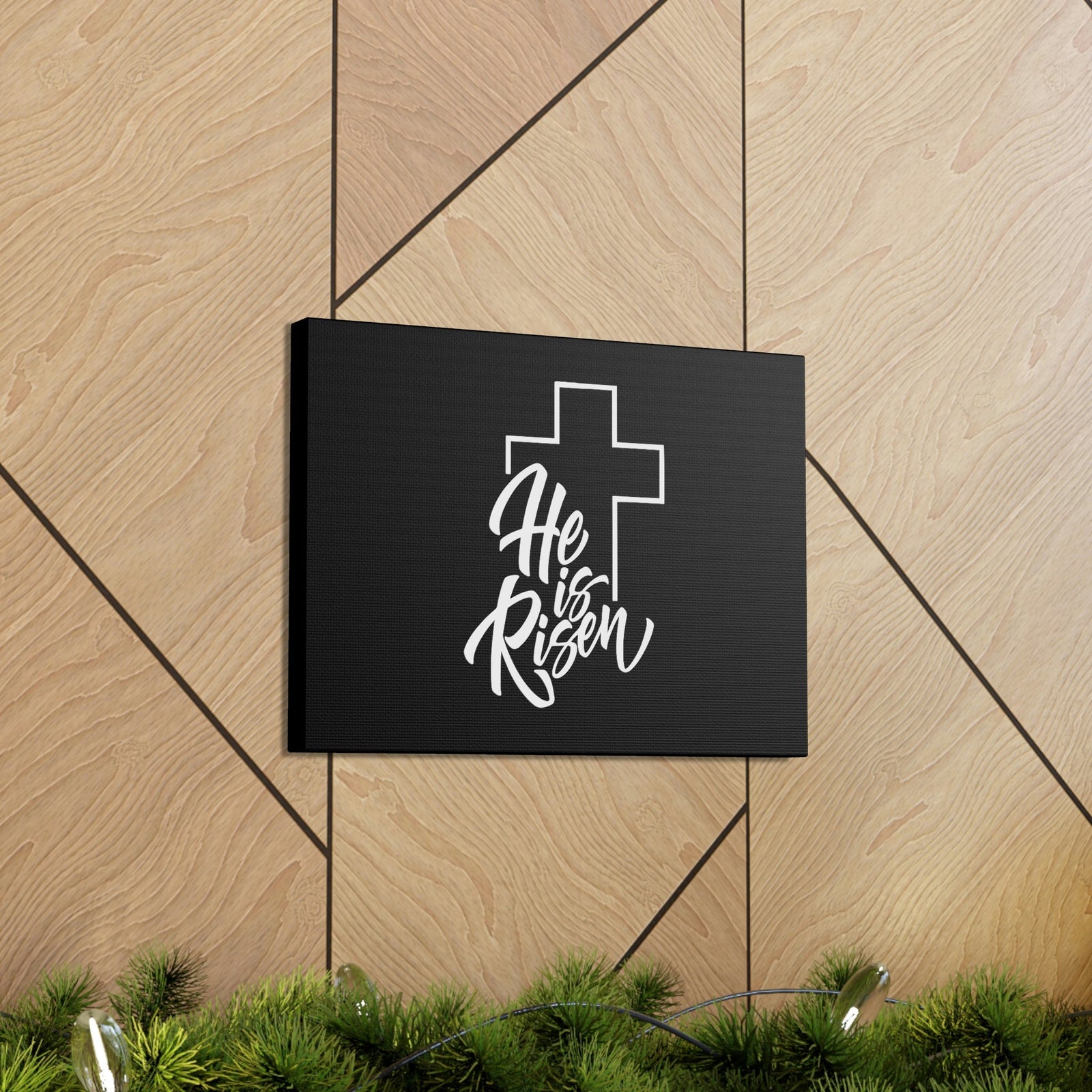Scripture Walls He Is Risen Matthew 28:6 Outline Cross Christian Wall Art Bible Verse Print Ready to Hang Unframed-Express Your Love Gifts
