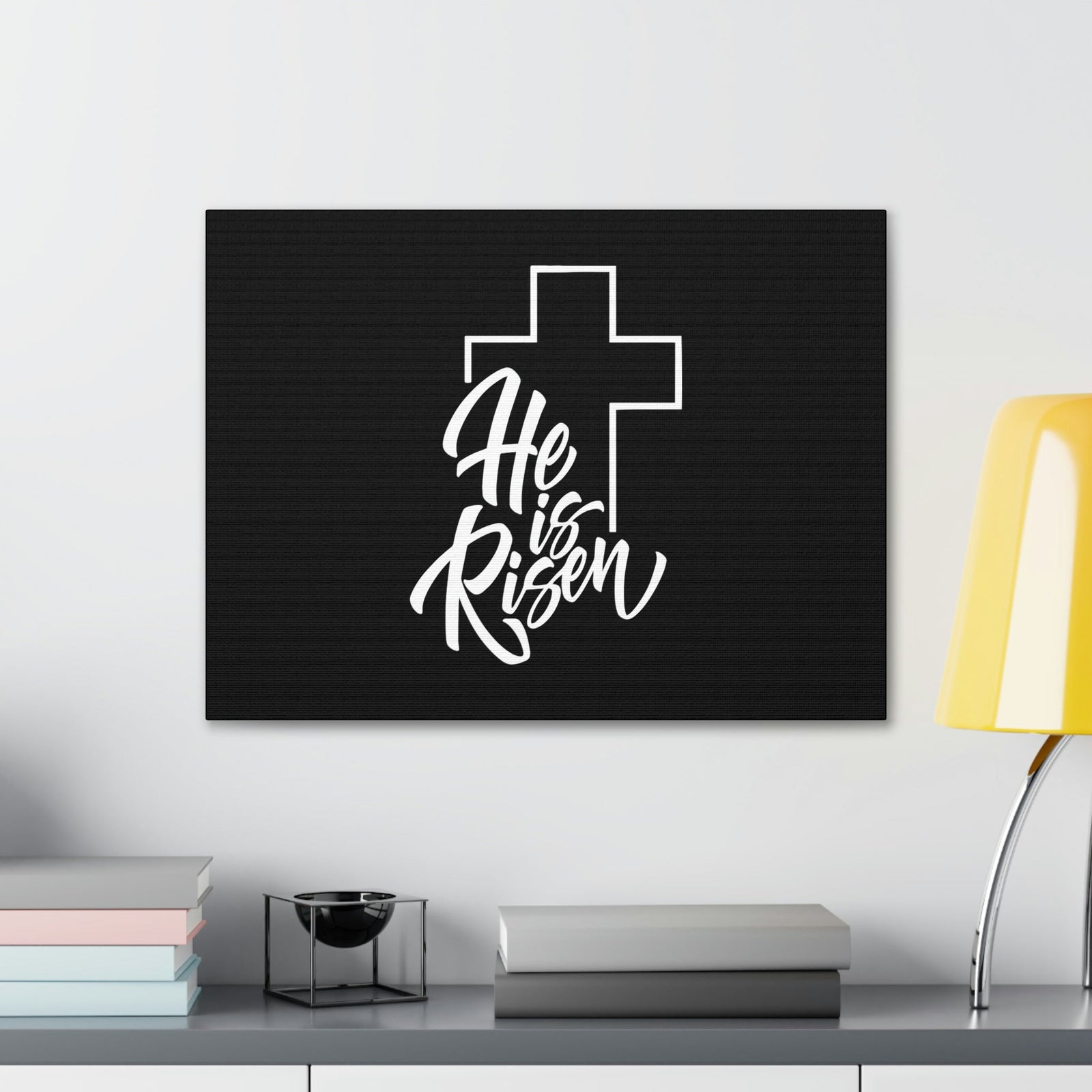 Scripture Walls He Is Risen Matthew 28:6 Outline Cross Christian Wall Art Bible Verse Print Ready to Hang Unframed-Express Your Love Gifts
