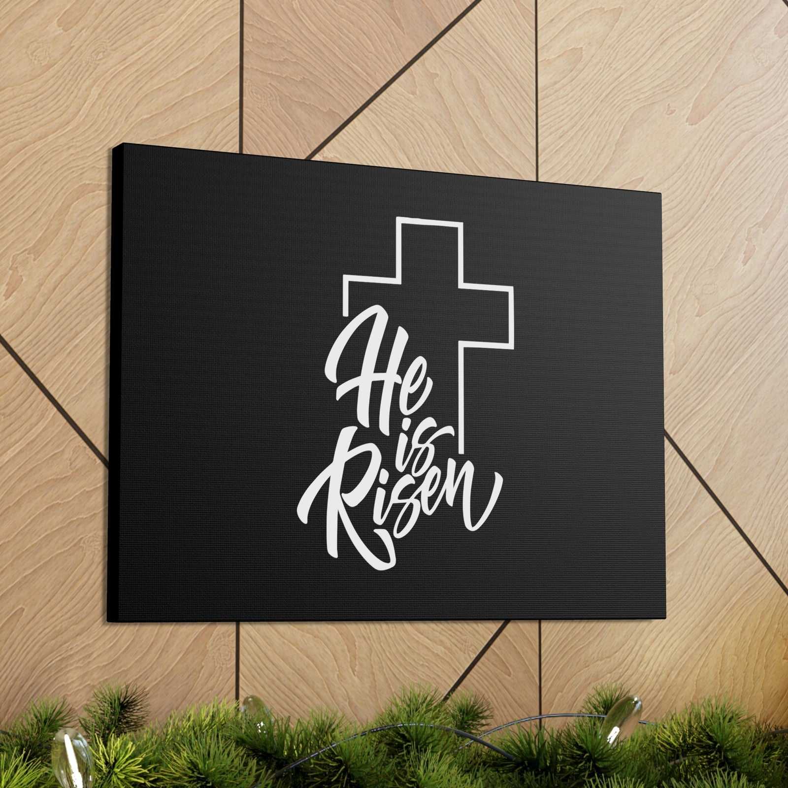 Scripture Walls He Is Risen Matthew 28:6 Outline Cross Christian Wall Art Bible Verse Print Ready to Hang Unframed-Express Your Love Gifts