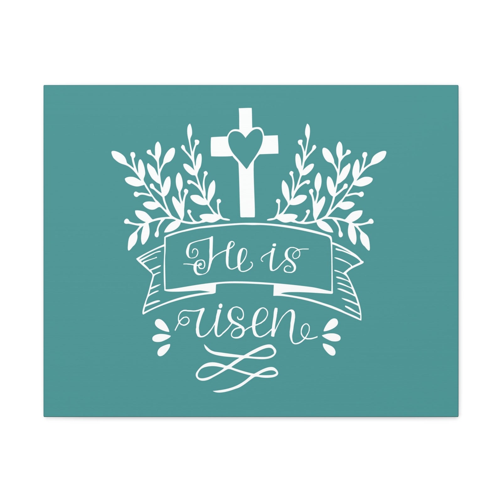 Scripture Walls He Is Risen Matthew 28:6 Teal Branches Christian Wall Art Bible Verse Print Ready to Hang Unframed-Express Your Love Gifts