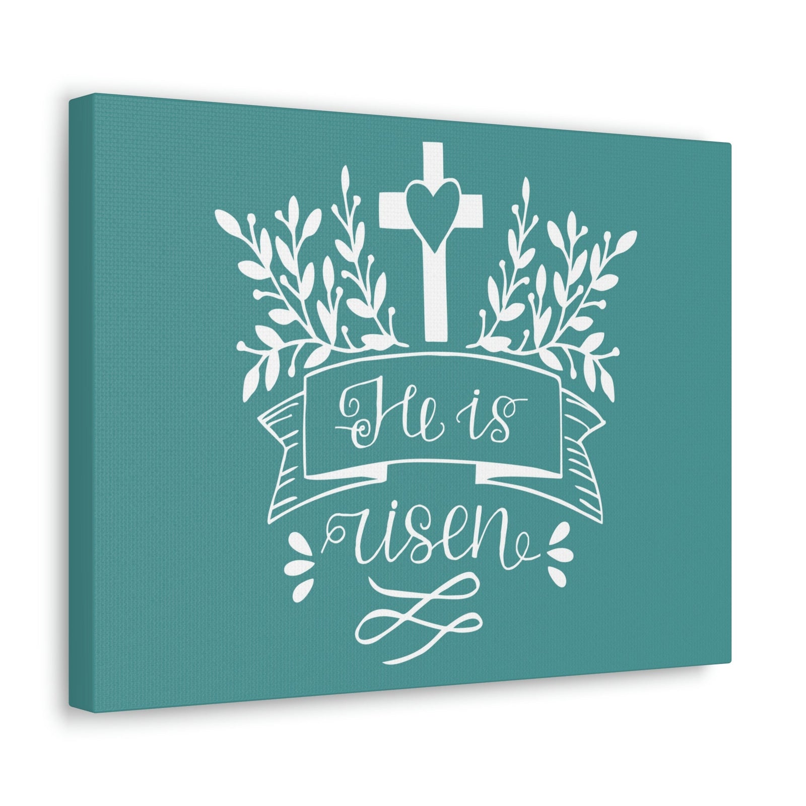 Scripture Walls He Is Risen Matthew 28:6 Teal Branches Christian Wall Art Bible Verse Print Ready to Hang Unframed-Express Your Love Gifts